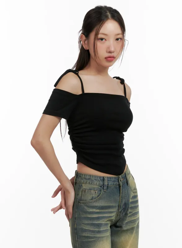 Shoulder Strap Off-Shoulder Crop Top CL431 sold by Lewkin