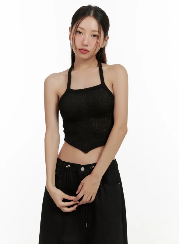 Asymmetrical Halter Crop Top CL431 sold by Lewkin