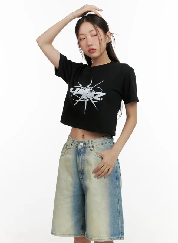 Acubi Graphic Crop Tee CL431 sold by Lewkin