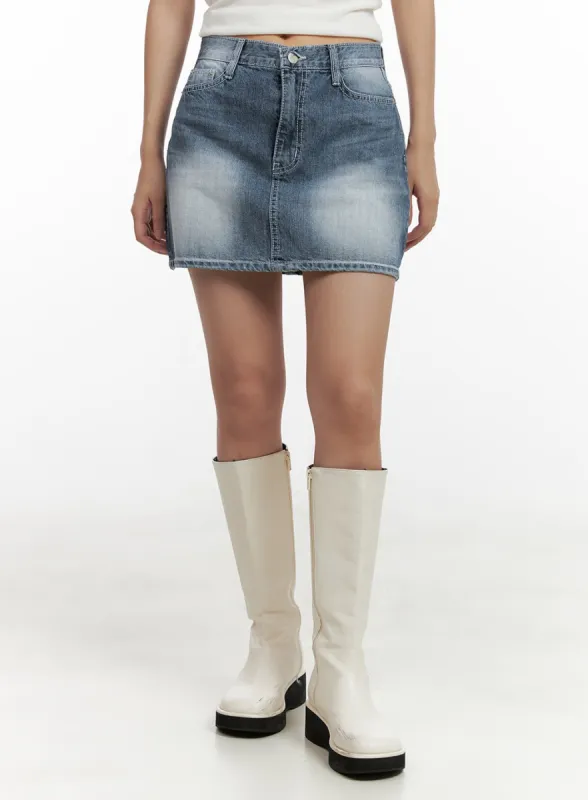 Denim Washed Mini Skirt CL431 sold by Lewkin