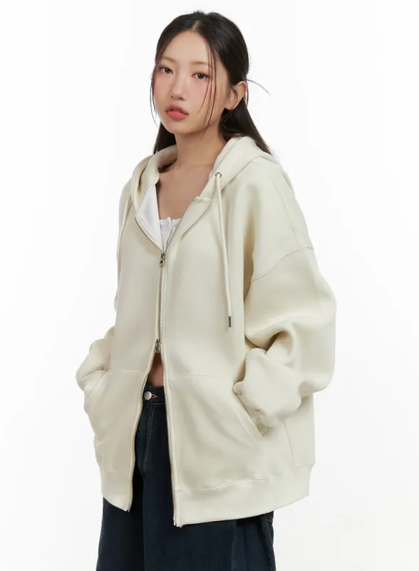 Oversized Two Way Zip-Up Sweat Hoodie CL431 sold by Lewkin