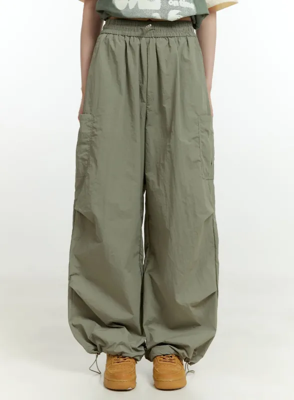 Wide Fit Nylon Banded Pants CG402 sold by Lewkin