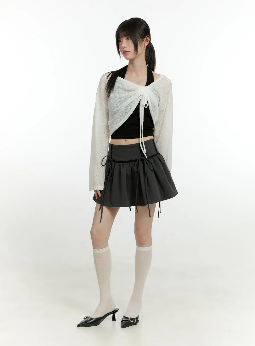 Ribbon Flare Mini Skirt CG402 sold by Lewkin product image thumbnail 2