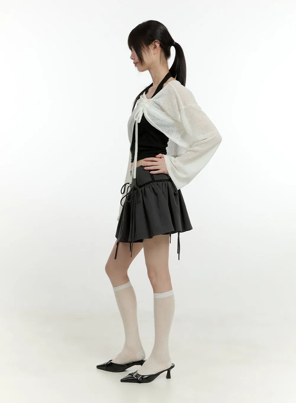 Ribbon Flare Mini Skirt CG402 sold by Lewkin product image thumbnail 3
