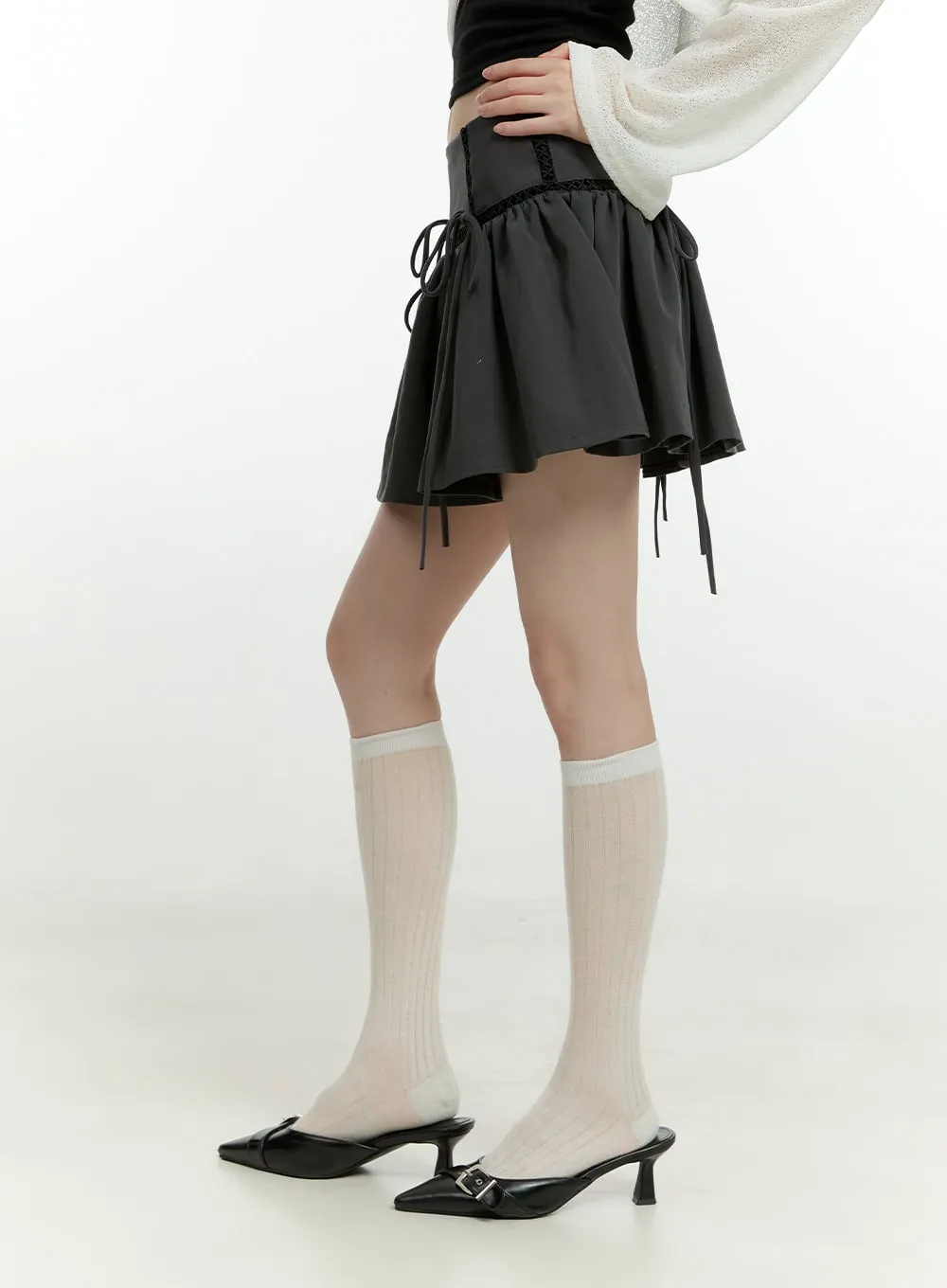 Ribbon Flare Mini Skirt CG402 sold by Lewkin product image thumbnail 5