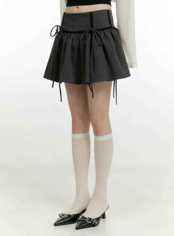 Ribbon Flare Mini Skirt CG402 sold by Lewkin