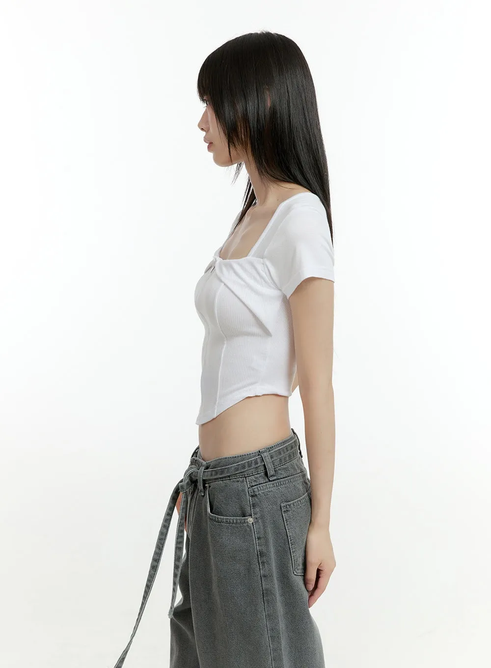 Square Neck Rayon Crop Top CG402 sold by Lewkin product image thumbnail 5
