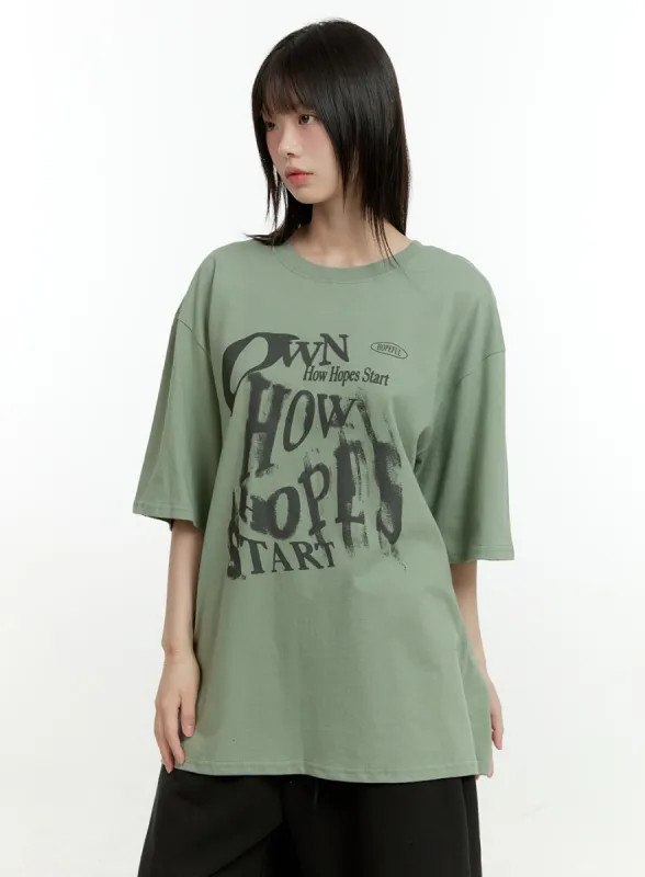 Oversize Graphic Cotton T-Shirt CG402 sold by Lewkin