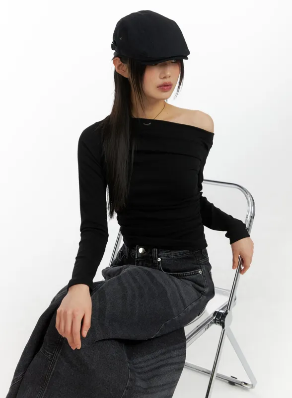Asymmetrical Ruched Top CM413 sold by Lewkin