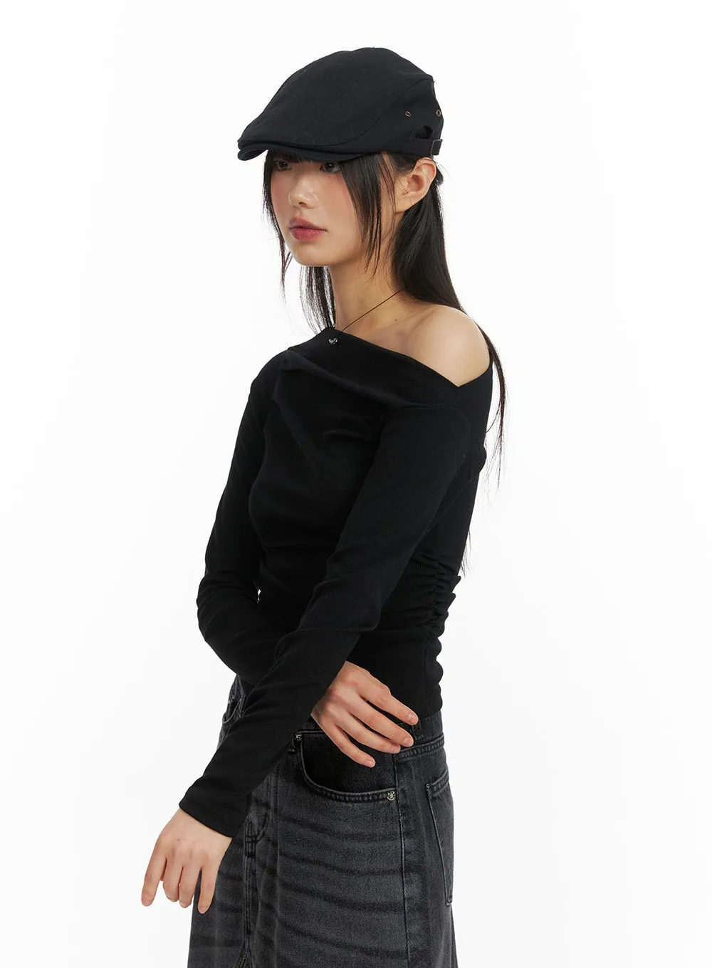 Asymmetrical Ruched Top CM413 sold by Lewkin product image thumbnail 4
