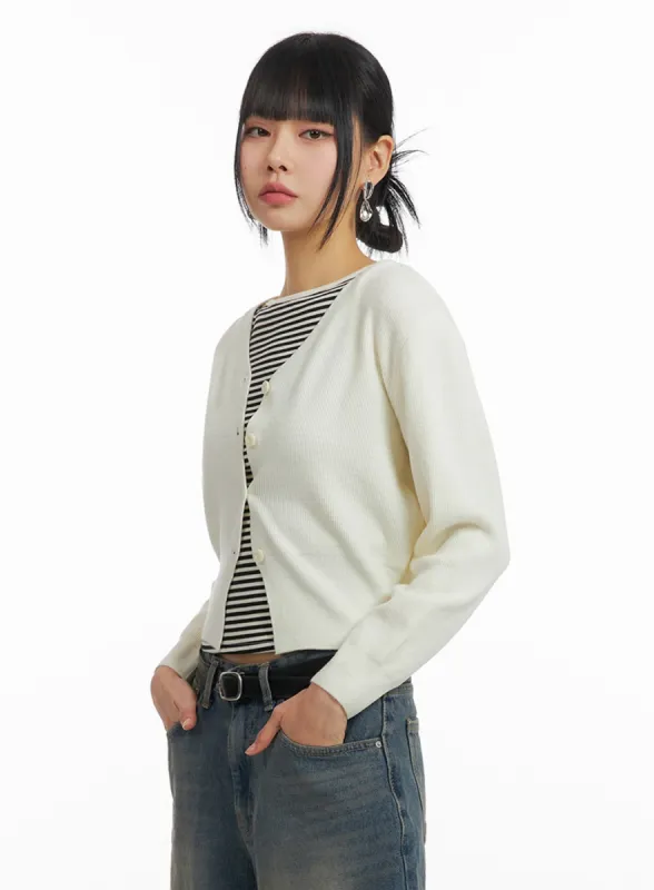 V-Neck Buttoned Cardigan IM414 sold by Lewkin