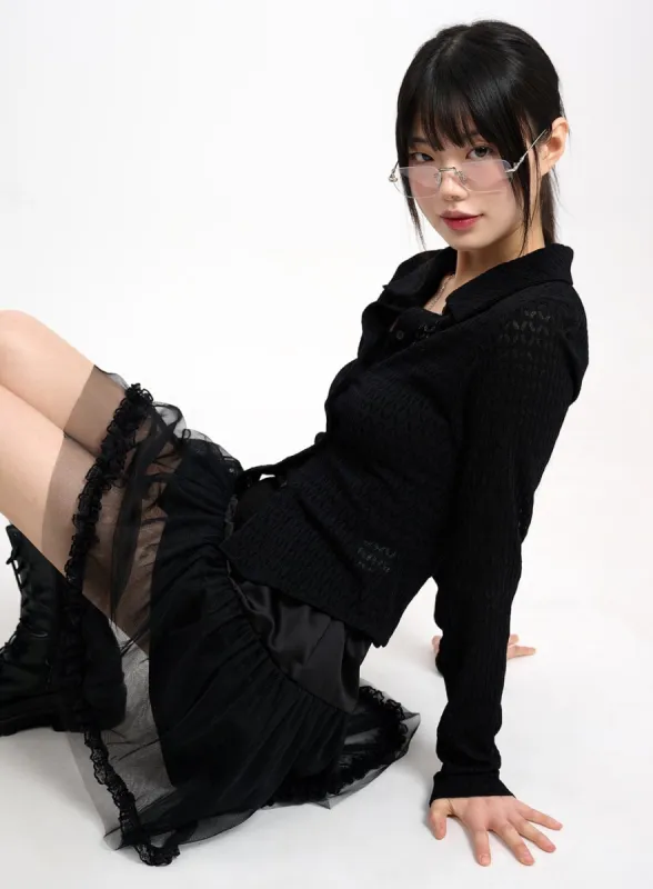 Collar Long Sleeve Blouse CM415 sold by Lewkin