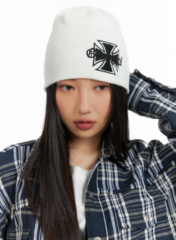 Cross Embroidery Beanie CM418 sold by Lewkin