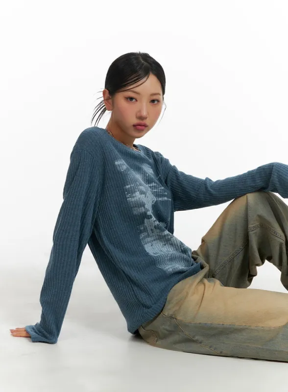 Graphic Boat Neck Sweater Top CM422 sold by Lewkin