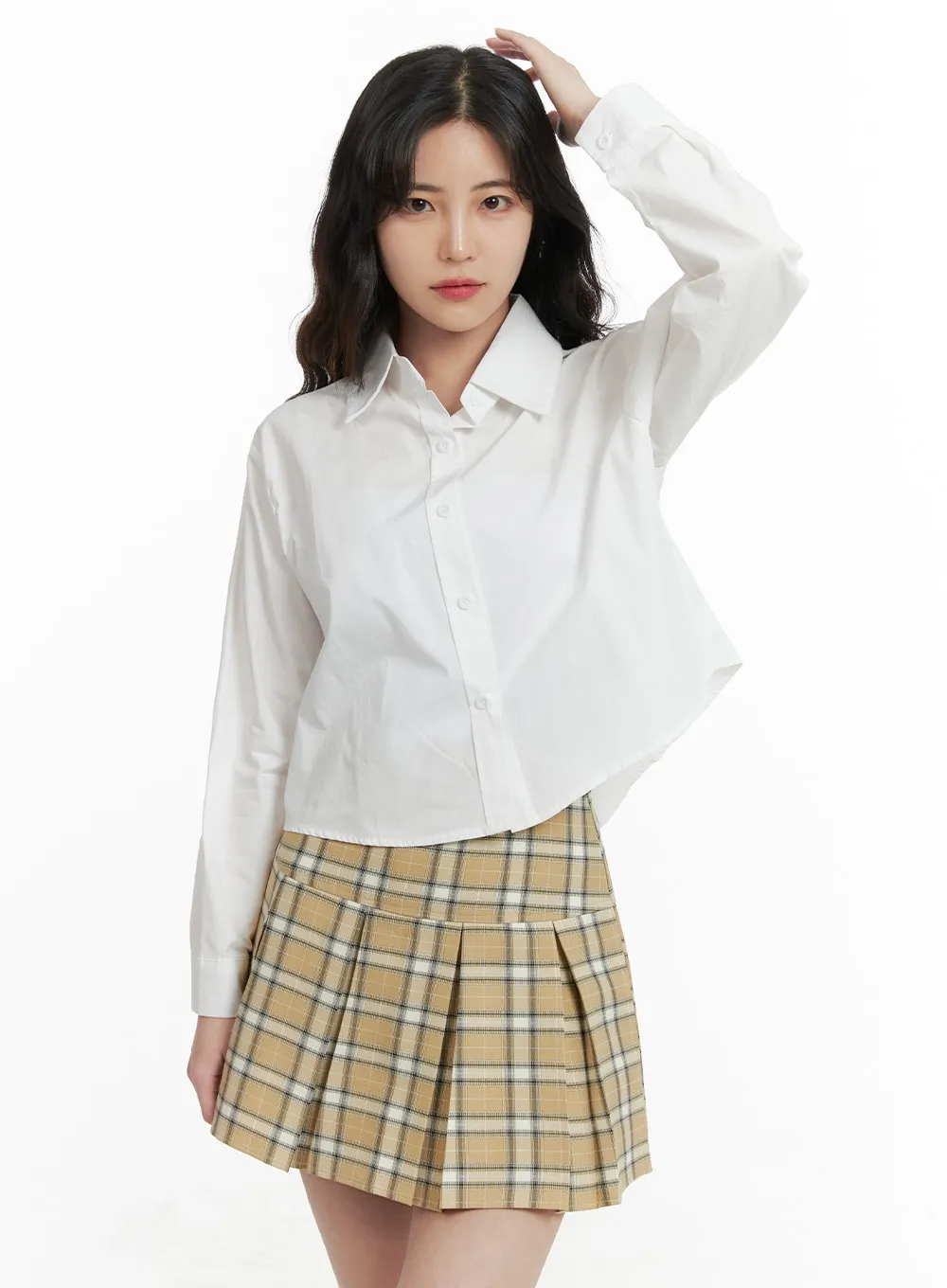 Checkered Pleated Mini Skirt OM425 sold by Lewkin product image thumbnail 3