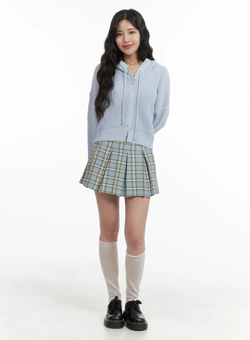 Checkered Pleated Mini Skirt OM425 sold by Lewkin