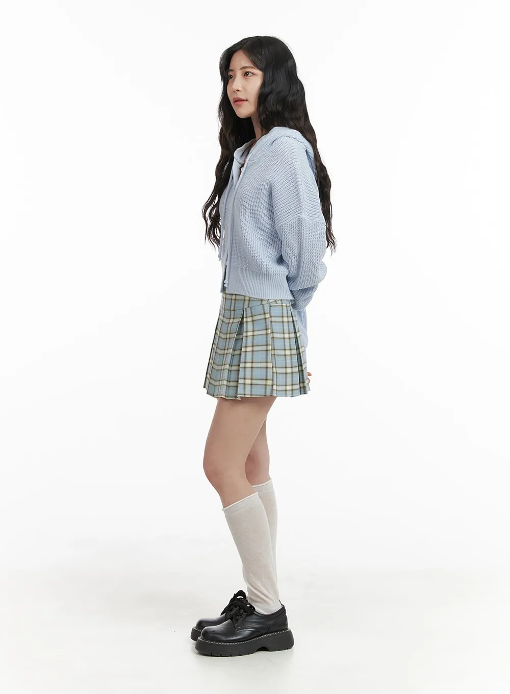 Checkered Pleated Mini Skirt OM425 sold by Lewkin product image thumbnail 4