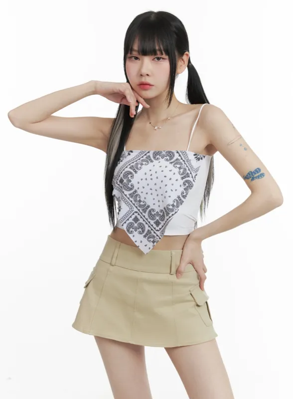 Paisley Print Sleeveless Crop Top OM426 sold by Lewkin