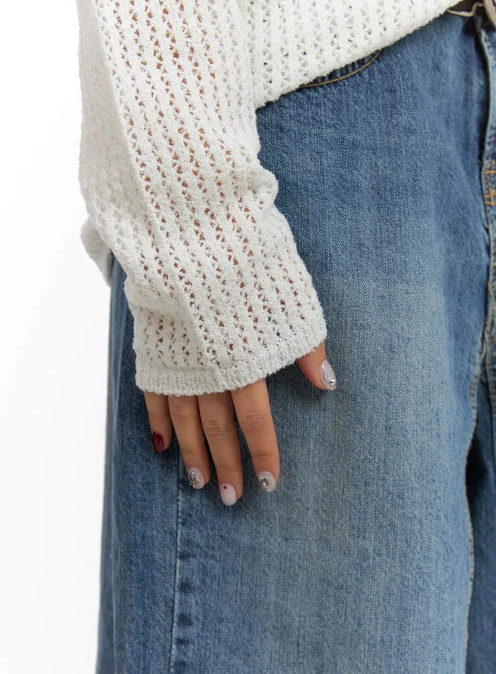 Sheer Mesh Knit Top CA415 sold by Lewkin product image thumbnail 4