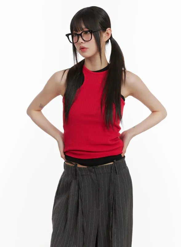 Solid Unbalanced Tank Top CA418 sold by Lewkin