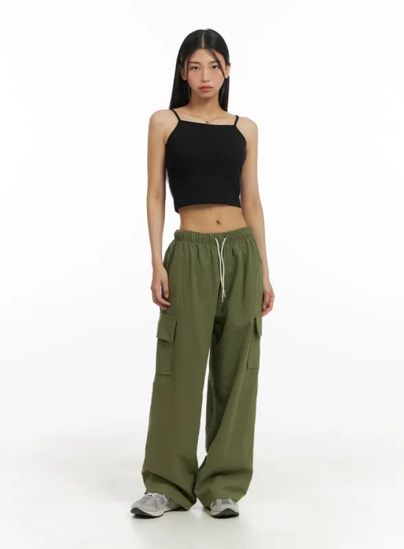 Cargo Wide Leg Banded Pants CA423 sold by Lewkin