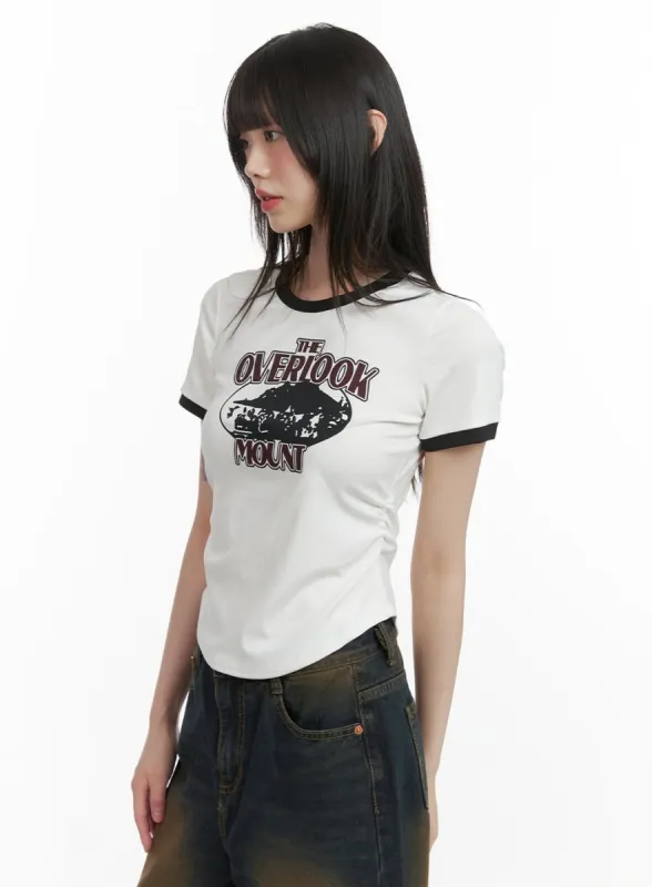 Contrasting Graphic Tee CY414 sold by Lewkin