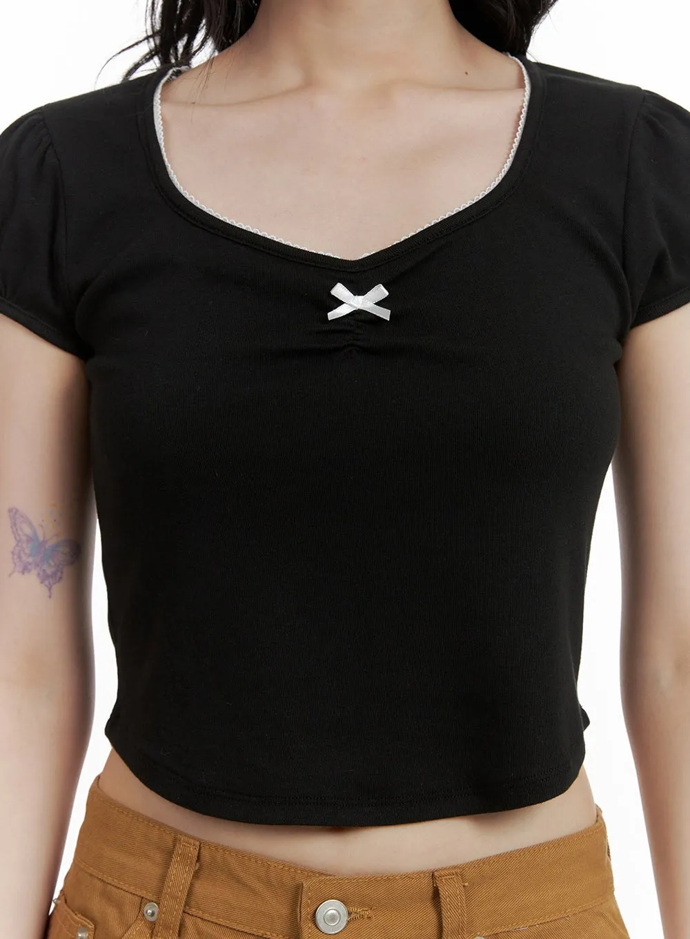 Ribbon Lace Sweetheart Crop Top CU410 sold by Lewkin product image thumbnail 3