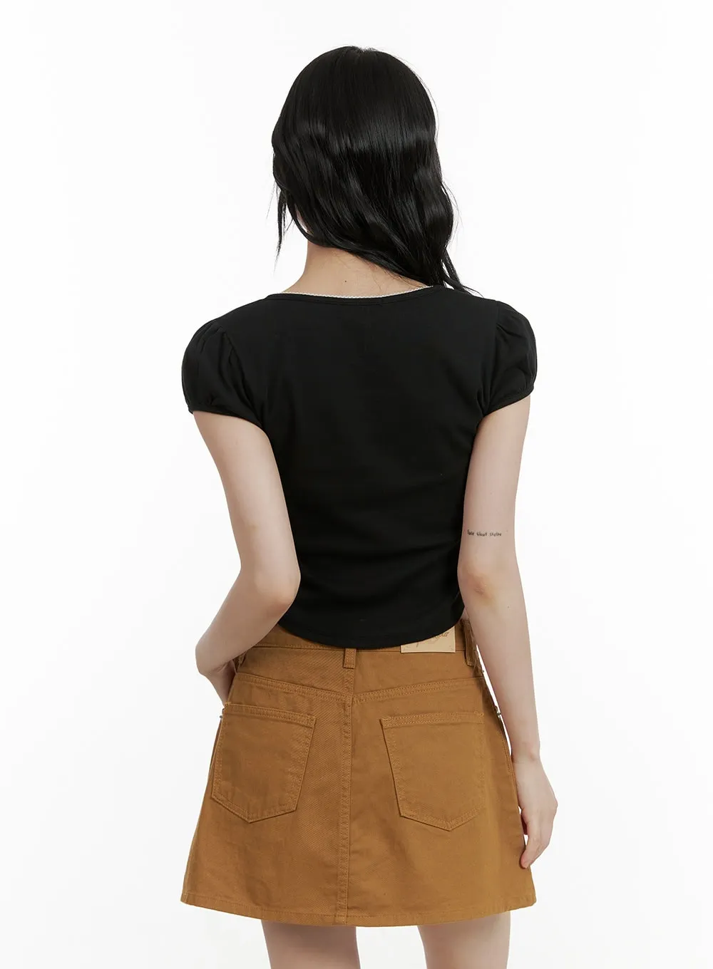 Ribbon Lace Sweetheart Crop Top CU410 sold by Lewkin product image thumbnail 5