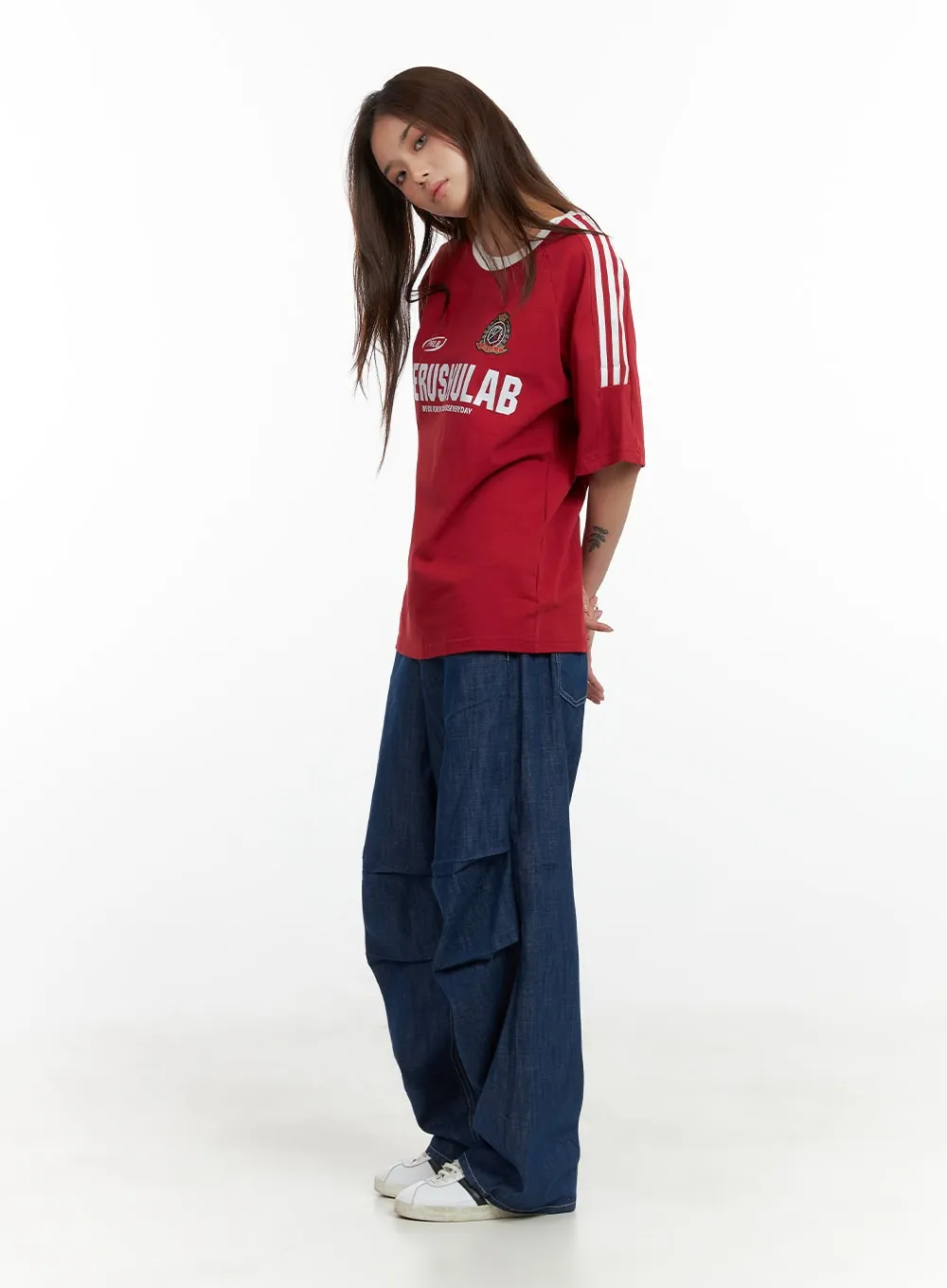 Stripe Lettering T-Shirt CL404 sold by Lewkin product image thumbnail 3