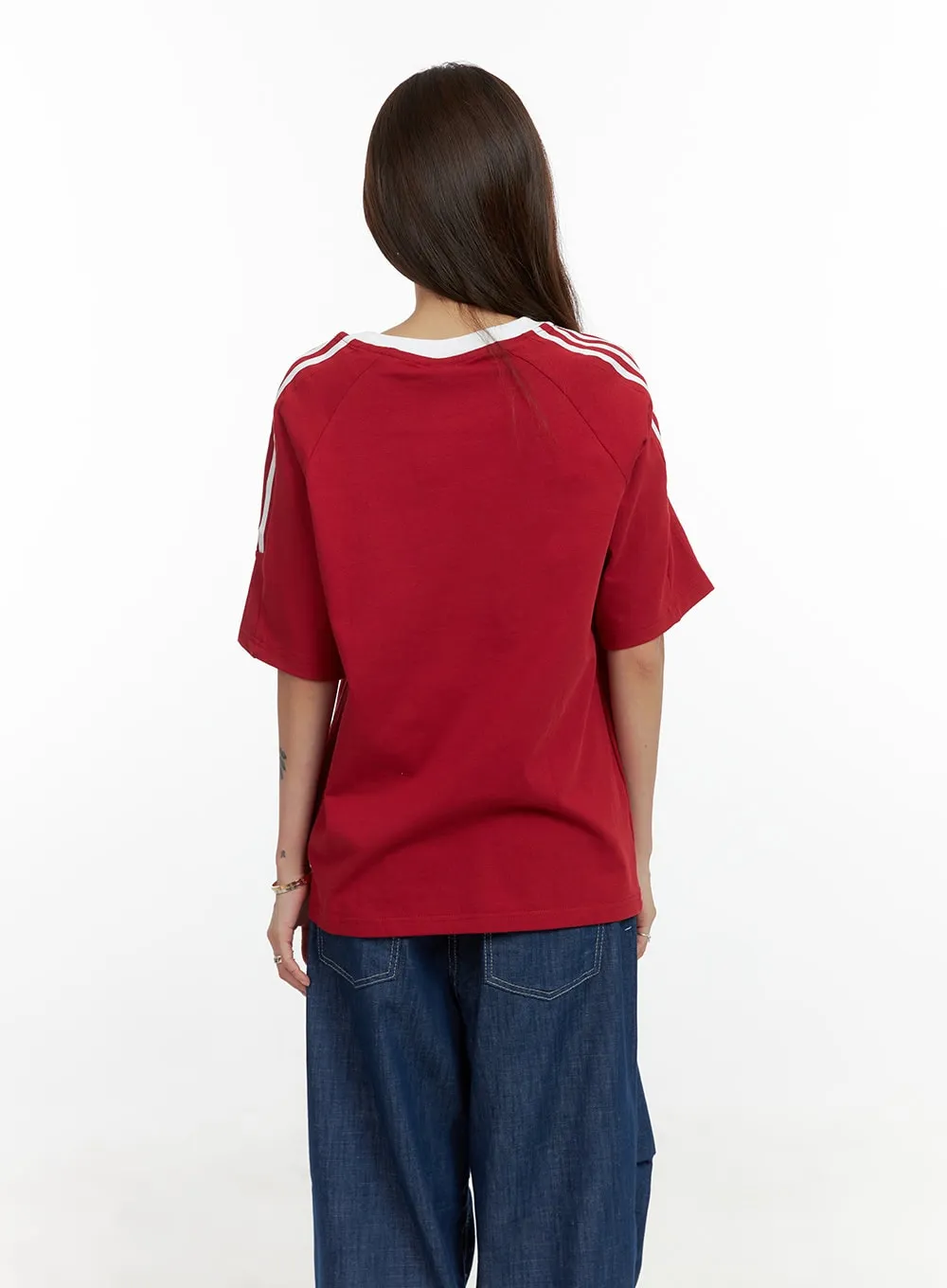 Stripe Lettering T-Shirt CL404 sold by Lewkin product image thumbnail 5