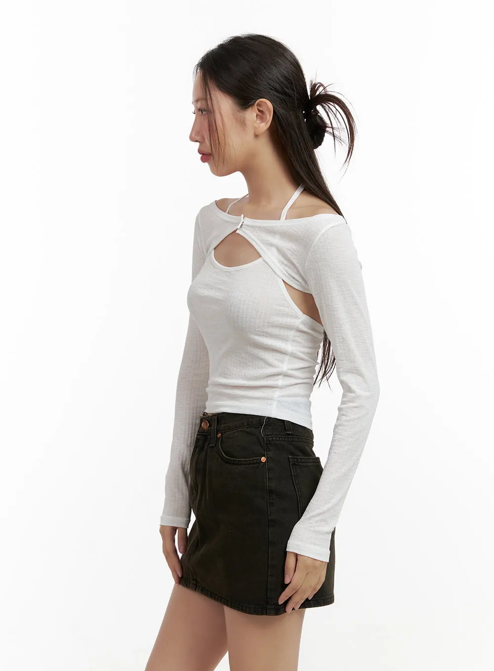 Sheer Halter Top with Buttoned Bolero Top CL431 sold by Lewkin product image thumbnail 5