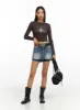 Graphic Slim Fit Long Sleeve Crop Top IG405 sold by Lewkin
