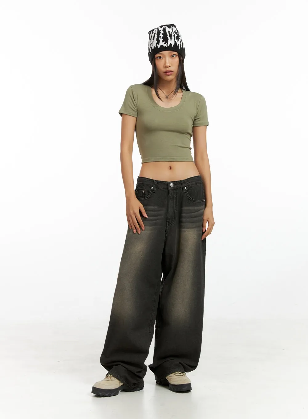 Ada Relaxed Washed Baggy Jeans IG405 sold by Lewkin product image thumbnail 3