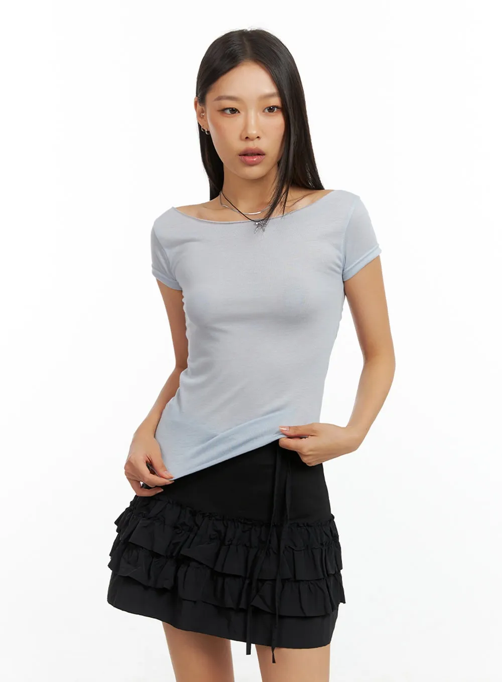 Sheer Boat Neck Top IG405 sold by Lewkin product image thumbnail 3