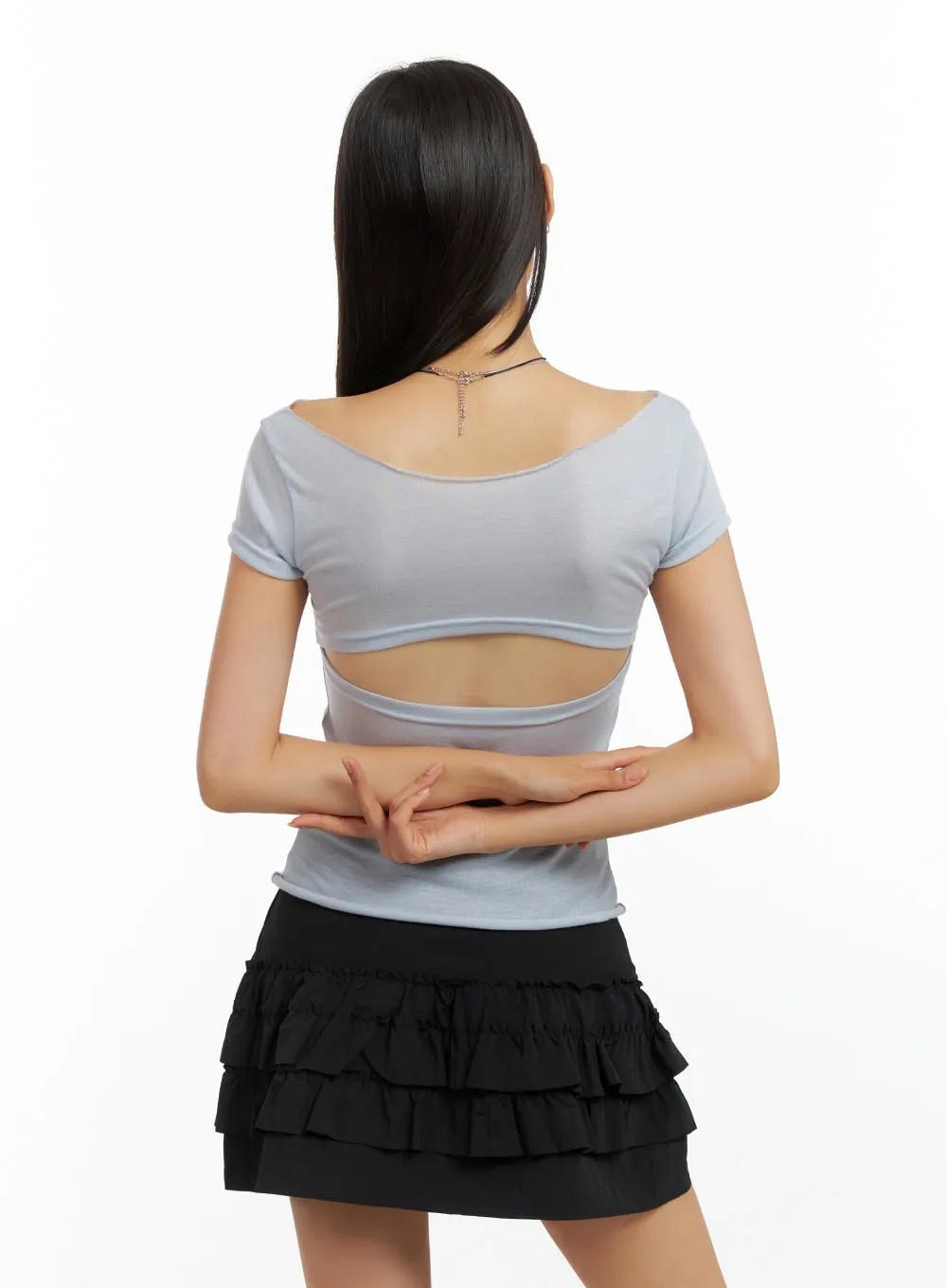 Sheer Boat Neck Top IG405 sold by Lewkin product image thumbnail 5