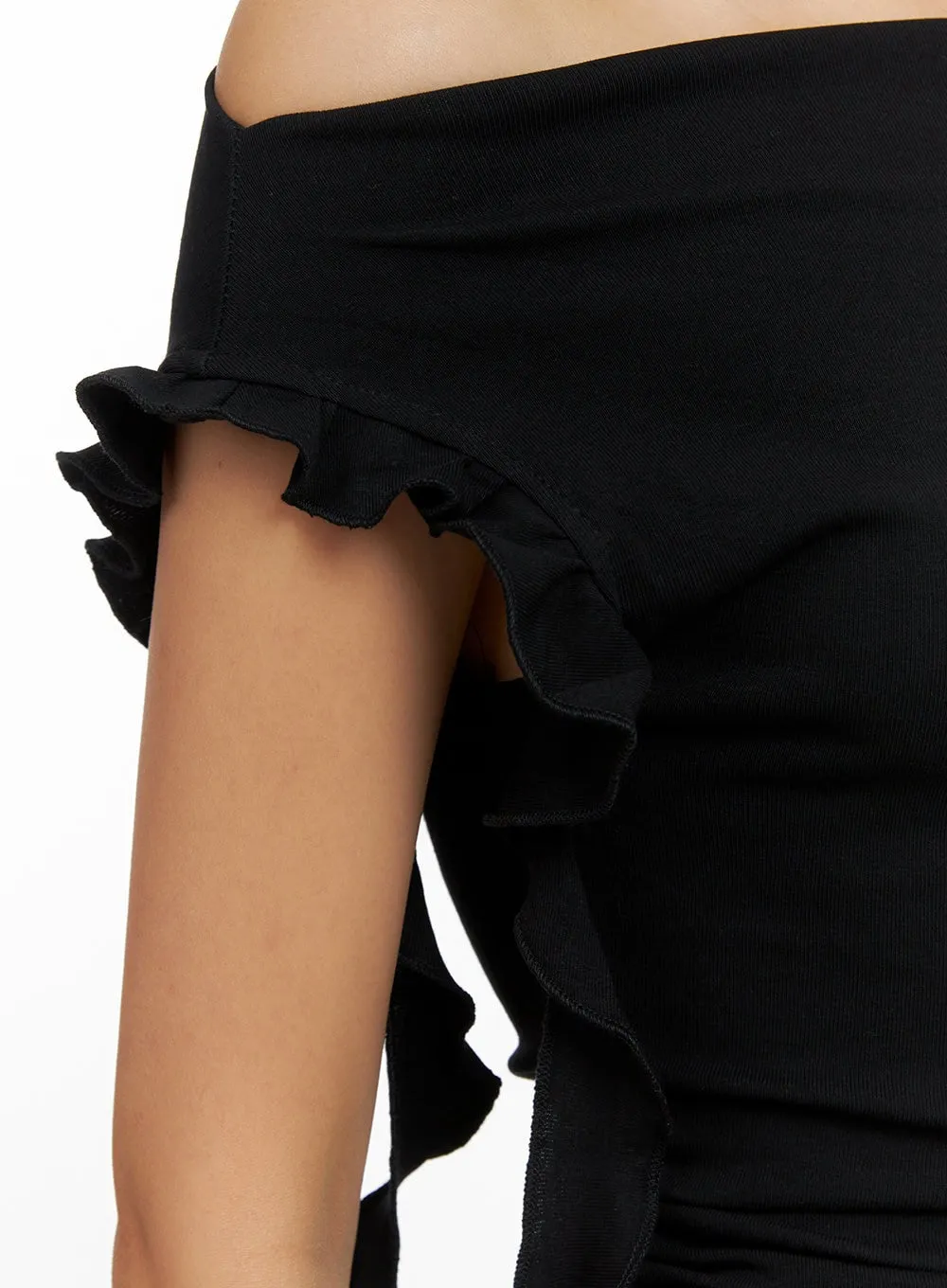 Frill Sleeve Off Shoulder Crop Top IG405 sold by Lewkin product image thumbnail 3