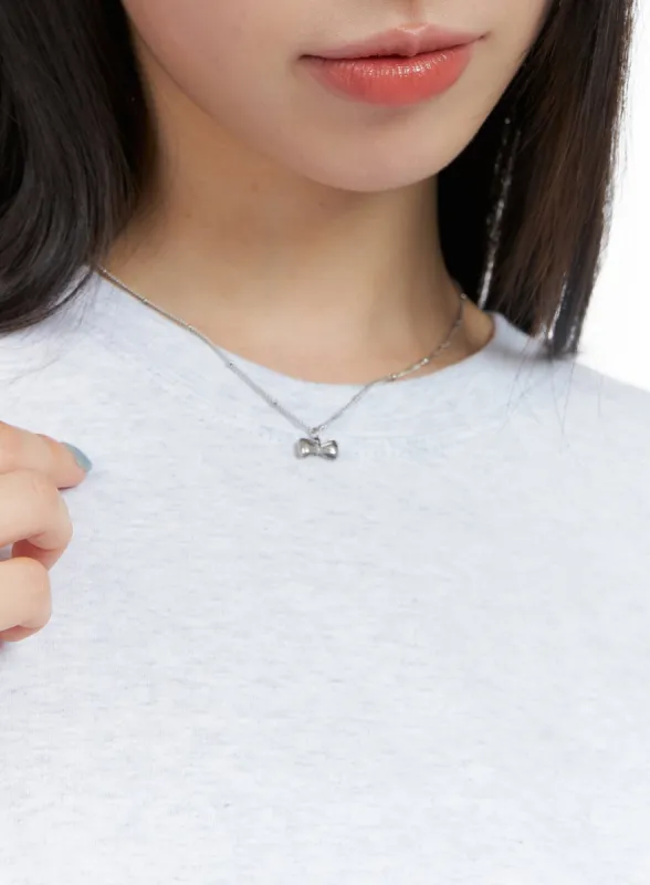 Steel Ribbon Necklace IG406 sold by Lewkin