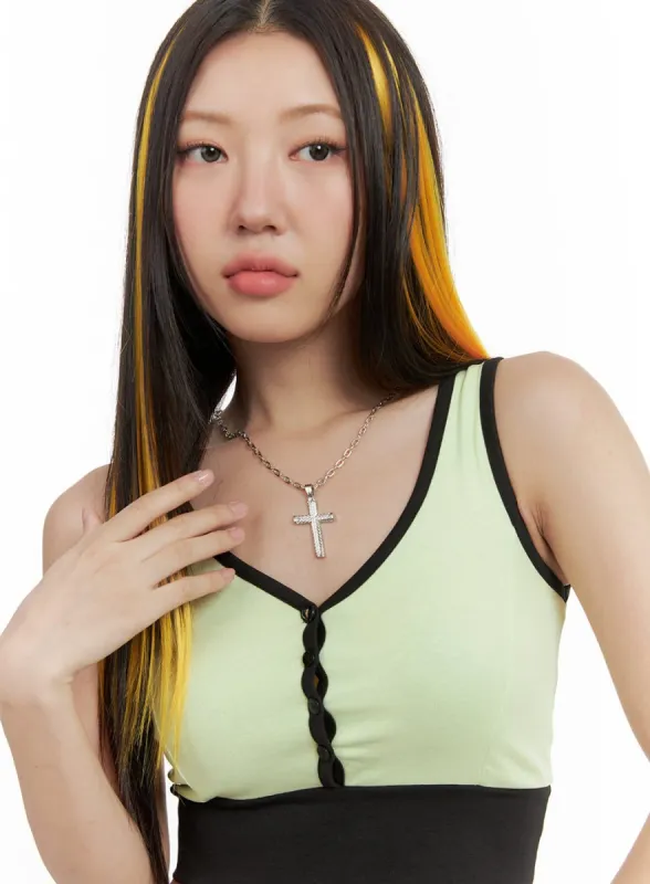 Diagonal Cross Necklace IG406 sold by Lewkin