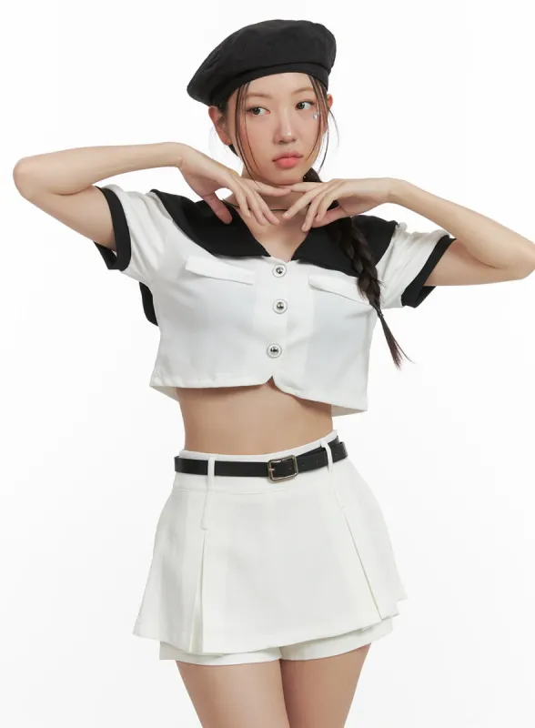 Short Sleeve Collar Jacket OG407 sold by Lewkin