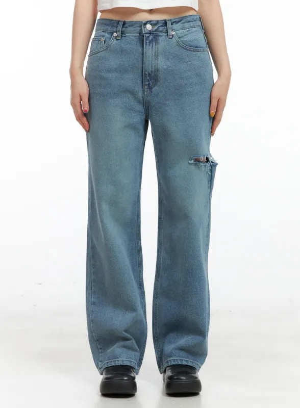 Rae Straight Fit Distressed Denim Jeans CG408 sold by Lewkin