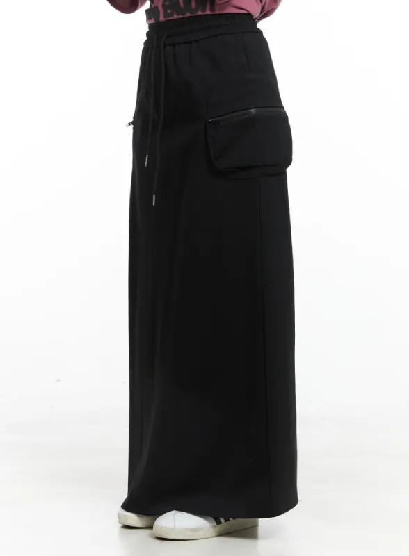 String Banded Cargo Maxi Skirt CG408 sold by Lewkin