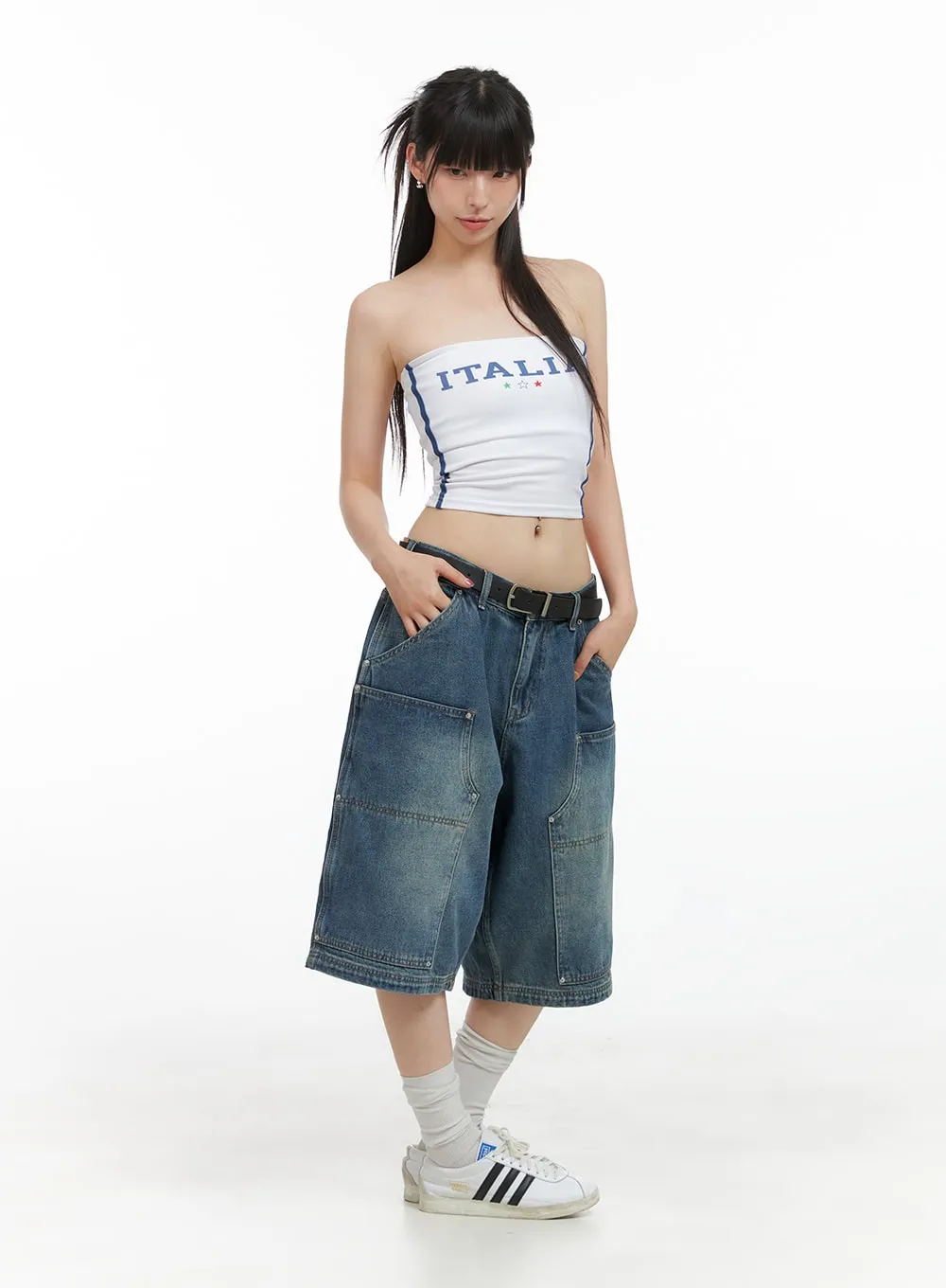 Sporty Lettering Crop Tube Top CG408 sold by Lewkin product image thumbnail 2