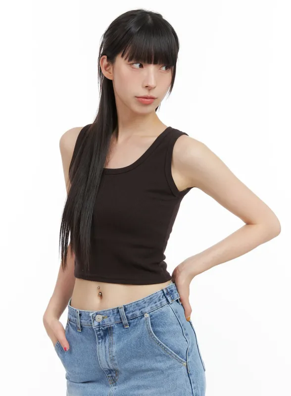 U-Neck Ribbed Tank Top CG408 sold by Lewkin