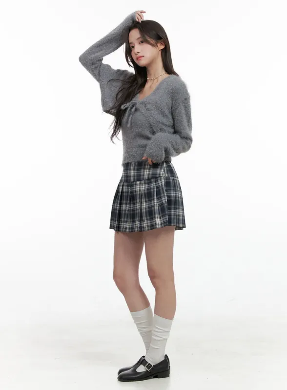 Checkered Pleated Mini Skirt OG409 sold by Lewkin