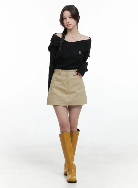 Solid Cotton Mini Skirt OG409 sold by Lewkin