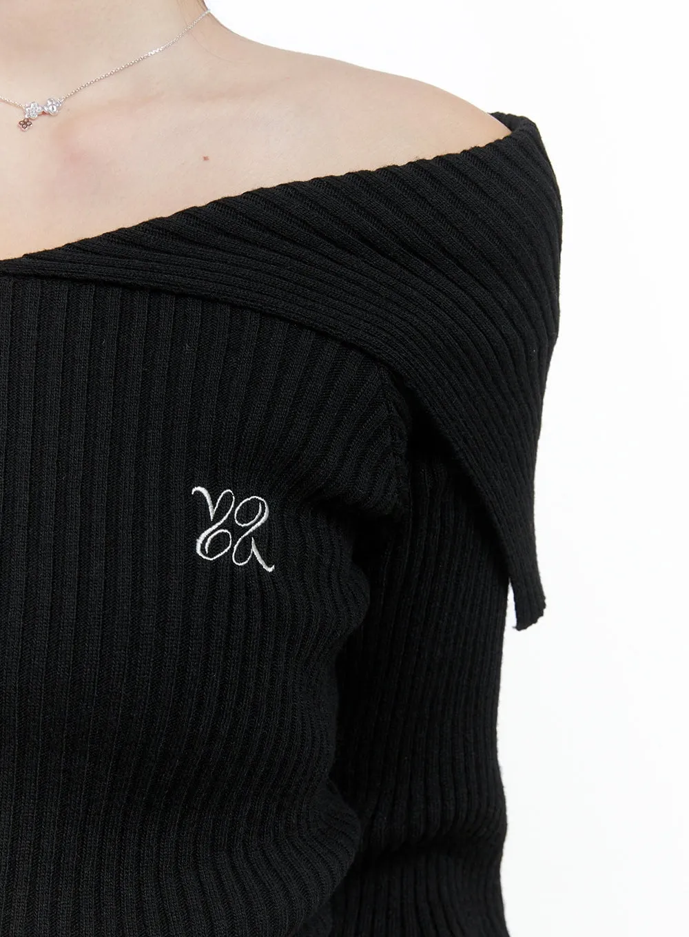 Solid Off Shoulder Knit Top OG409 sold by Lewkin product image thumbnail 4