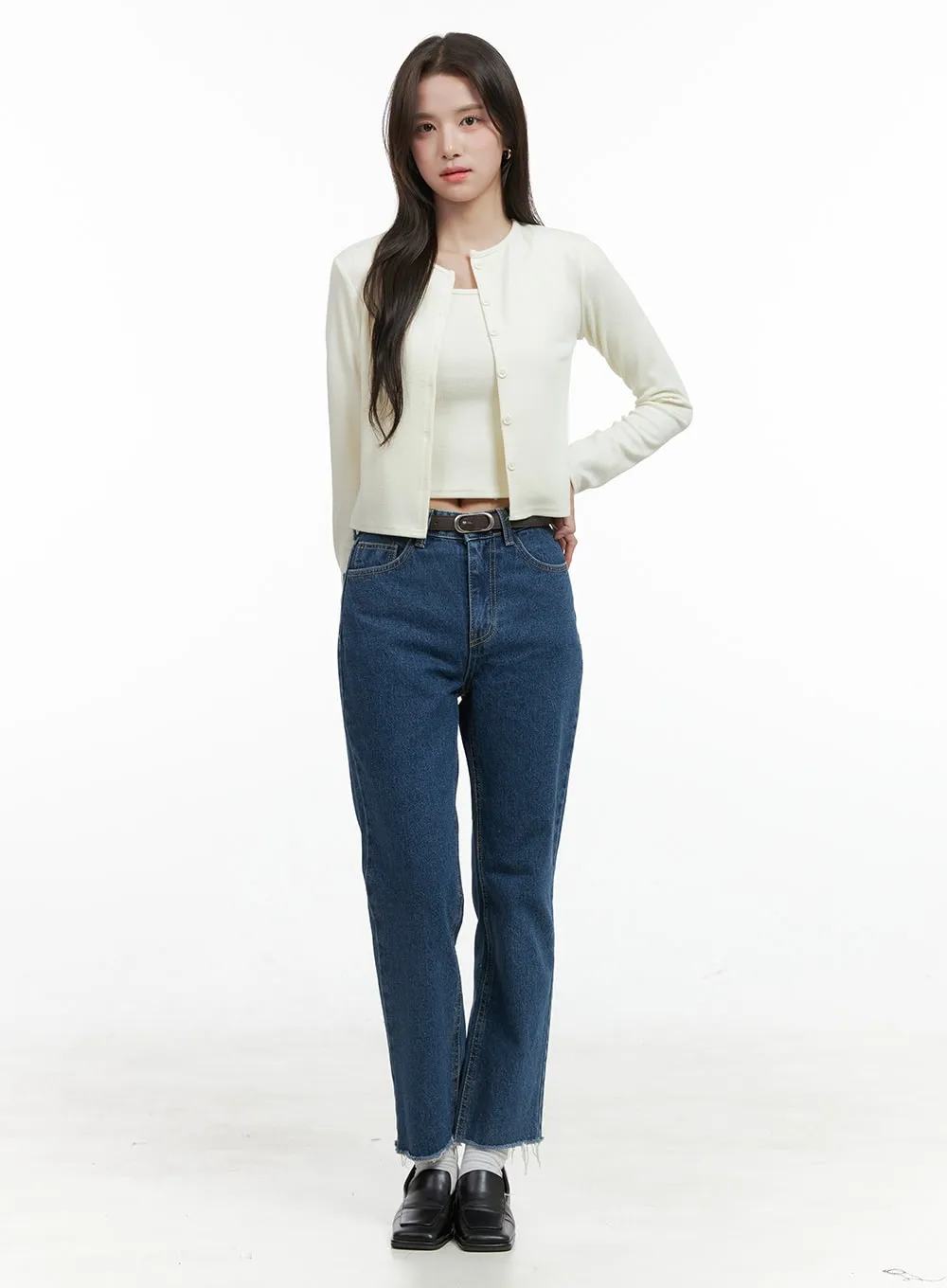 Destroyed Hem Straight Jeans OG409 sold by Lewkin product image thumbnail 3