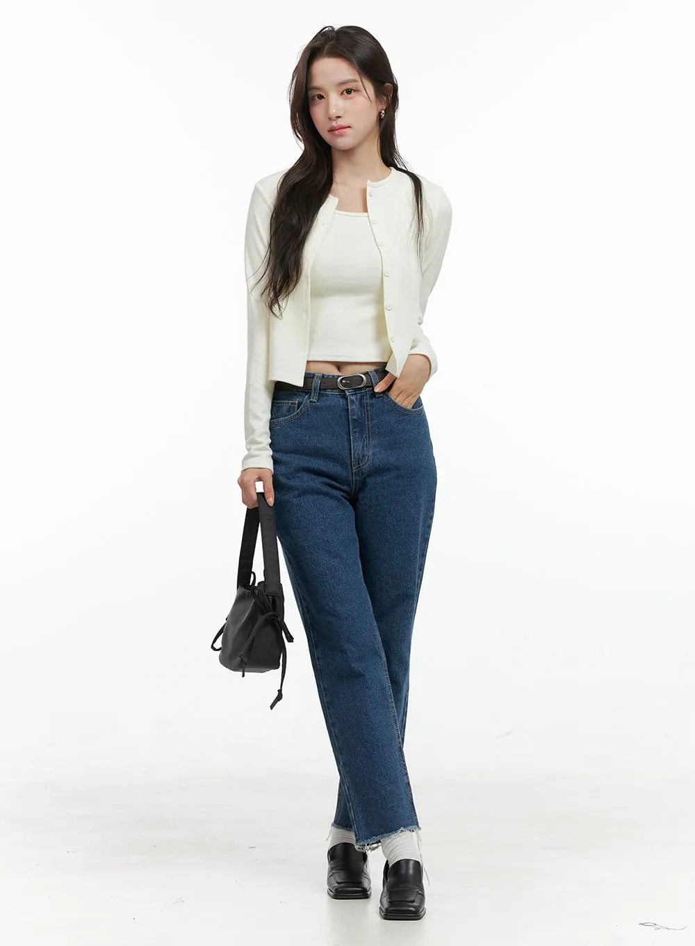 Destroyed Hem Straight Jeans OG409 sold by Lewkin