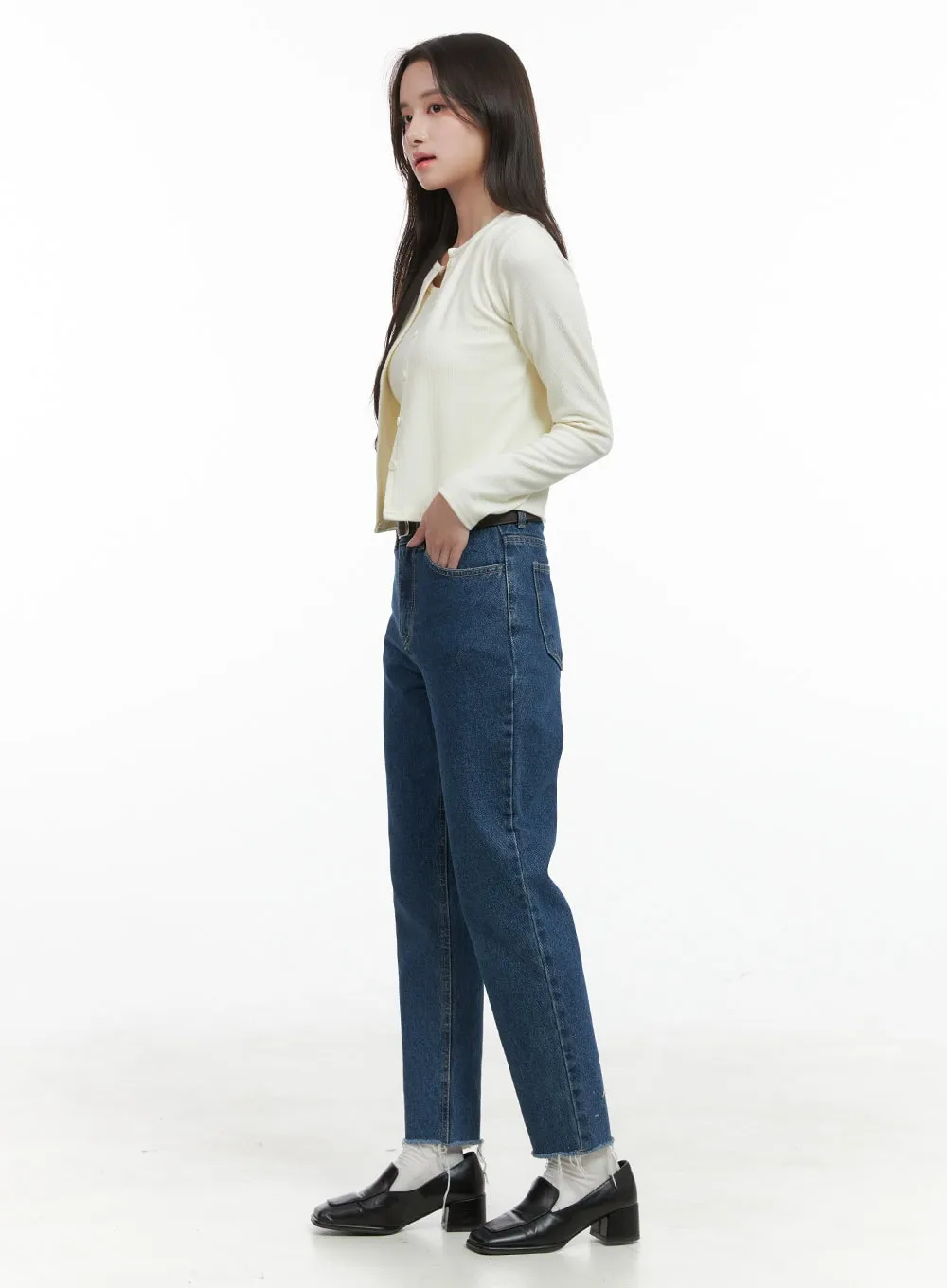 Destroyed Hem Straight Jeans OG409 sold by Lewkin product image thumbnail 4