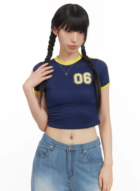 Color Contrast Lettering Crop Top CG409 sold by Lewkin